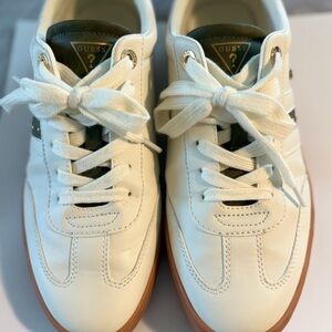 GUESS White & Green Leather Sneakers
